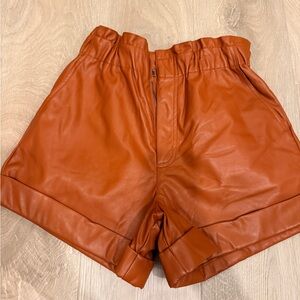 Buddy Love Fake Leather Brown Shorts